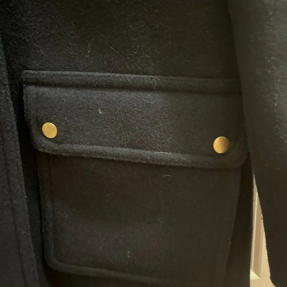 J. Crew Mercantile Navy Blue Wool Blend Coat Fur Trim Hood Jacket 00/ XS Women’s - Picture 3 of 7